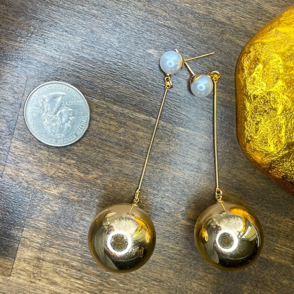 New ~ Gold Glass Bubbles Earrings - Picture 5 of 7